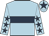 Light blue, dark blue hoop, dark blue stars on sleeves, dark blue star on cap