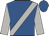 Royal blue, light grey sash, light grey sleeves, royal blue cap
