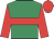 emerald green, red hoop, red sleeves and cap