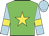 green, yellow star, yellow armlets on light blue sleeves, light blue cap