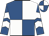 Royal blue and white (quartered), chevrons on sleeves