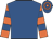 Royal blue, orange and royal blue hooped sleeves, royal blue and orange hooped cap