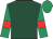 Dark green, emerald green sleeves, red armlets, emerald green cap