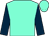Aqua, dark blue sleeves, aqua cap
