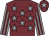 Garnet body, grey stars, grey arms, garnet striped, garnet cap, grey star