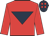 Red, dark blue inverted triangle, dark blue cap, red spots