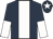 Dark blue, white stripe, halved sleeves and star on cap