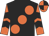 Black, large orange spots, orange and black chevrons on sleeves, quartered cap