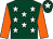 DARK GREEN, WHITE stars, ORANGE sleeves, DARK GREEN cap, WHITE star