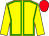 Yellow body, green seams, yellow arms, red cap