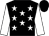 Black, white stars, white sleeves, black cap