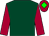 Dark green, claret sleeves and cap with green diamond