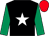 Black, white star, emerald green sleeves, red cap