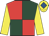 Dark green & red quartered, yellow sleeves, yellow cap, royal blue diamond