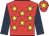 Red, yellow stars, dark blue sleeves, red cap, yellow star