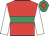Red, emerald green hoop, white sleeves, emerald green cap, red diamond