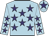 Light blue, purple stars, purple star on cap