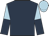 Dark blue body, soft blue arms, dark blue halved, soft blue cap