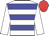White body, blue hooped, white arms, red cap
