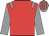 Red body, grey epaulettes, grey arms, grey cap, red striped