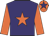 Purple body, orange star, orange arms, orange cap, purple star