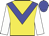 Yellow body, big-blue chevron, white arms, big-blue cap