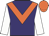 Purple body, orange chevron, white arms, orange cap