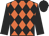Orange body, black diamonds, black arms, black cap