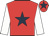 Red, dark blue star, white sleeves, red cap, dark blue star