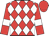 Red and white diamonds, red sleeves, white armlets, red cap