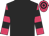 Black, fuchsia  sleeves, black hoops, hooped cap
