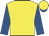 Yellow, royal blue sleeves, yellow cap, royal blue peak