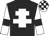 Black, white cross of lorraine, white sleeves, black armlets, check cap