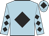 Light blue, black diamond, diamonds on sleeves, light blue cap, black diamond