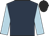 Dark blue, light blue sleeves, black cap