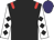 Black, red epaulets, white sleeves, black diamonds, purple cap