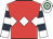 Red, white triple diamond, white and dark blue hooped sleeves, white and emerald green hooped cap
