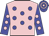 pink, blue spots, blue sleeves, pink spots, blue cap, pink hoops