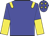 Blue body, yellow epaulettes, blue and yellow halved sleeves, blue cap, yellow stars
