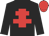 black, red cross of lorraine, red cap