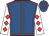 Royal blue, red seams, white sleeves, red diamonds, royal blue cap, red stars