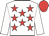 White, red stars, white sleeves, red cap