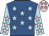 Royal blue, light blue stars, light blue sleeves, pink stars, pink cap, light blue stars