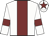 White, maroon stripe, white arms, maroon armlets, white cap, maroon star