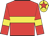 Red body, yellow hoop, red arms, yellow armlets, yellow cap, red star