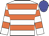 White body, orange hooped, white arms, orange hooped, blue cap