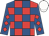 RED and ROYAL BLUE check, ROYAL BLUE sleeves, RED diamonds, WHITE cap
