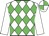 White and Lime Green diamonds, White sleeves, Quartered cap