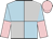 Light blue and silver quartered, light blue and pink halved sleeves, pink cap