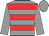 grey, red hoops, grey sleeves, grey cap